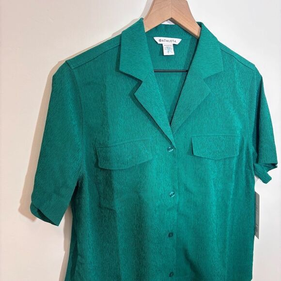 Athleta Echo Top NEW with tags Size Small Textured Green - Picture 5 of 13